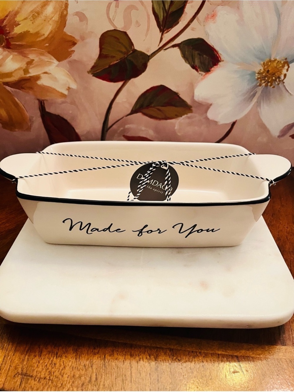 Made for You Ceramic Serving Dish - Cream with Black Trim